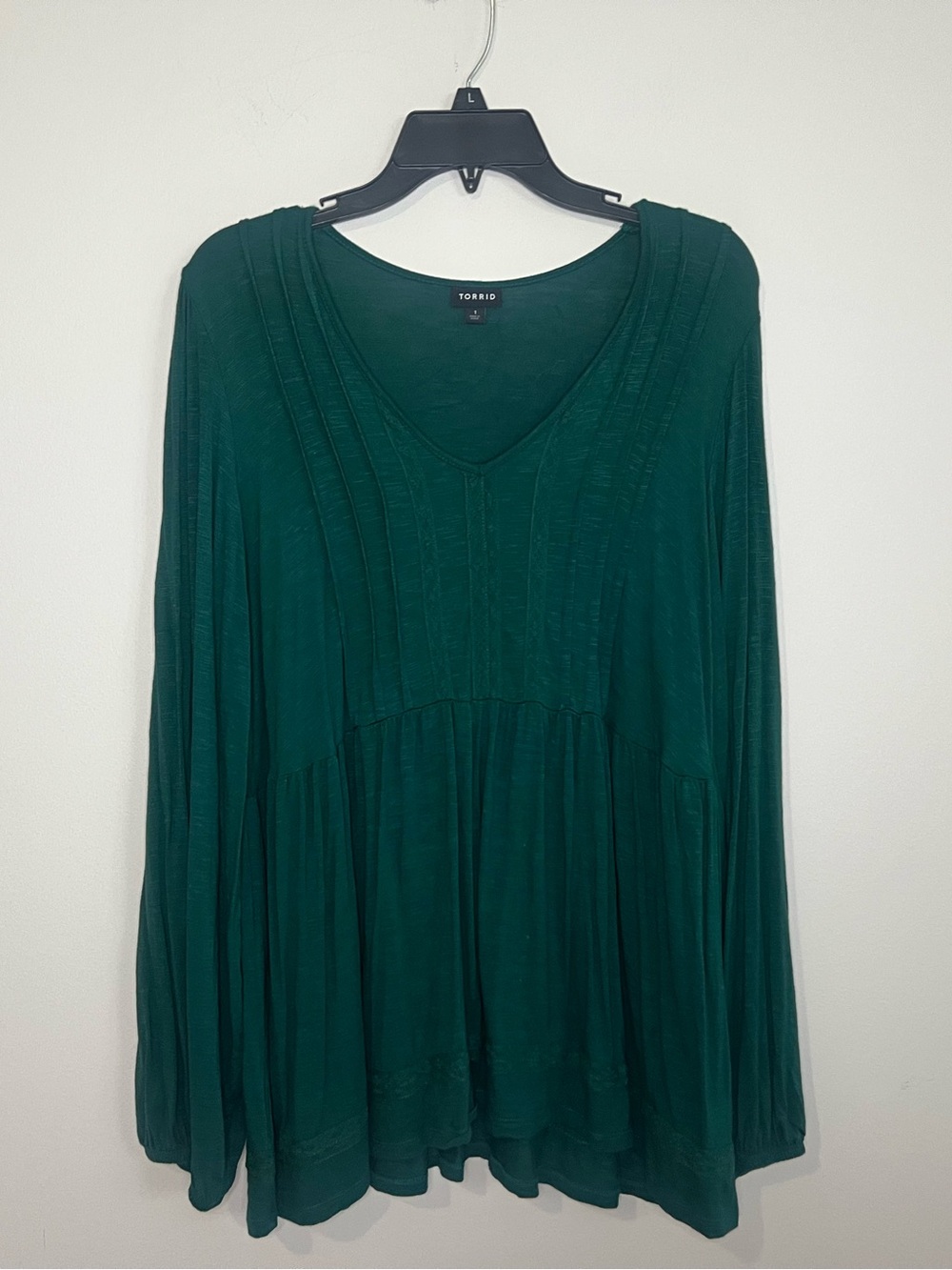 torrid Deep Emerald V-Neck Long Sleeve Tunic Top